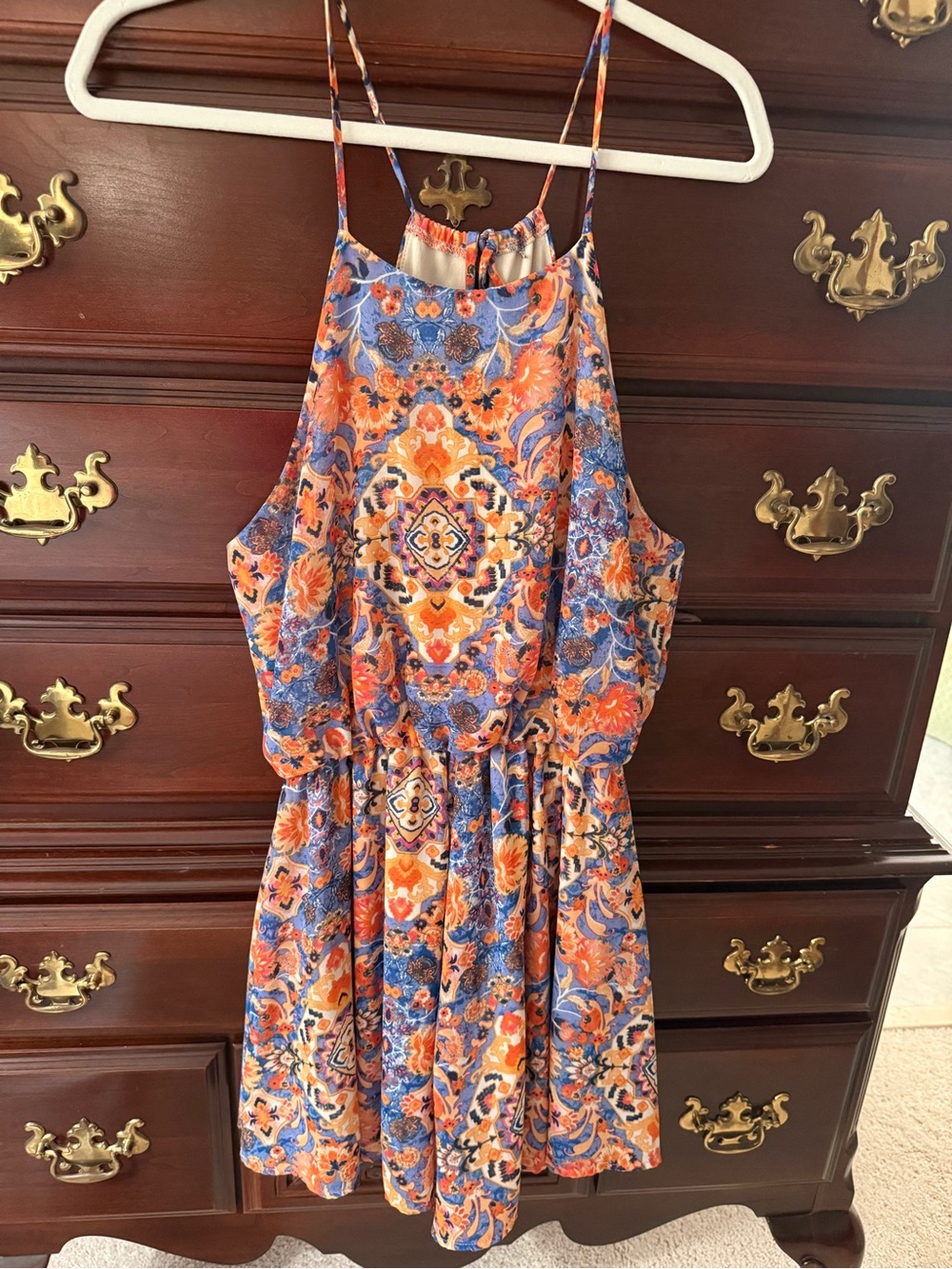 Tinley Blue & Orange Patterned Romper